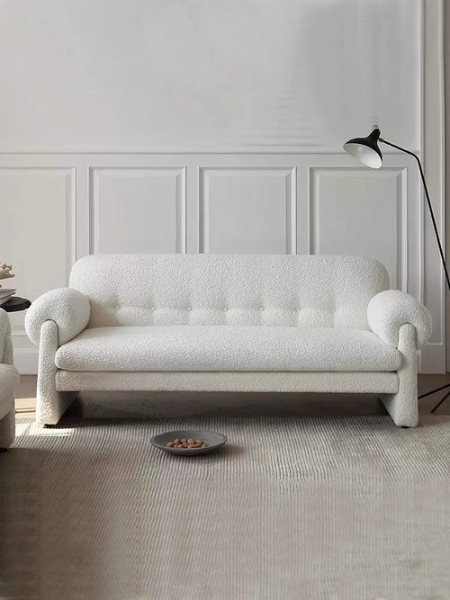 French retro cream style boucle fabric sofa modern sofa
