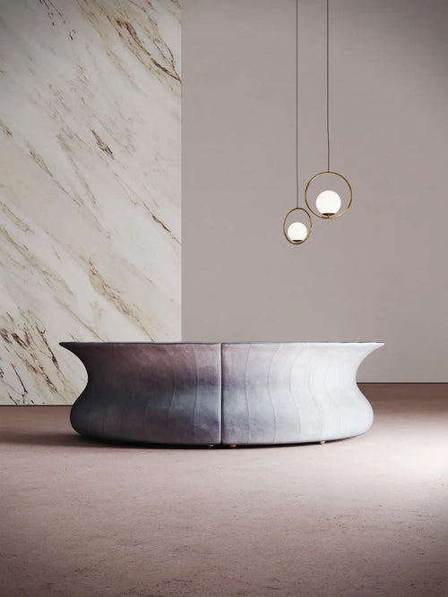 Sculptural Made to Order Modernist Eclipse round sofa