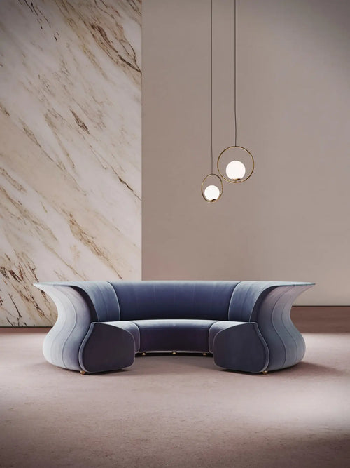 Sculptural Made to Order Modernist Eclipse round sofa