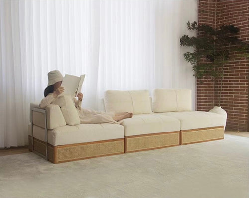 Rattan storage Modular piece sofa