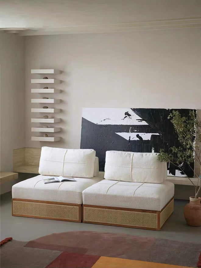 Rattan storage Modular piece sofa