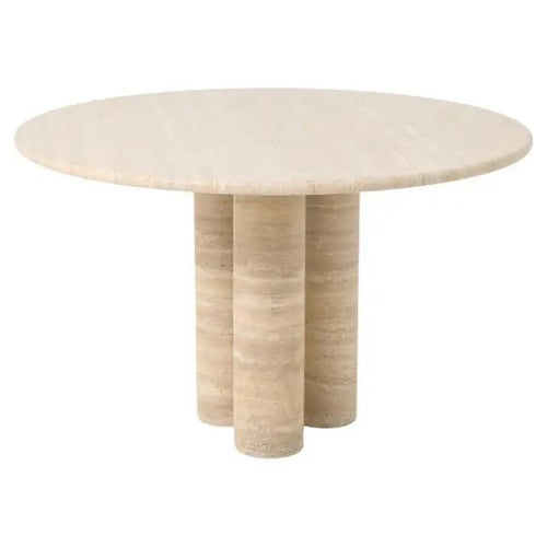 Eliza beige travertine round dining table