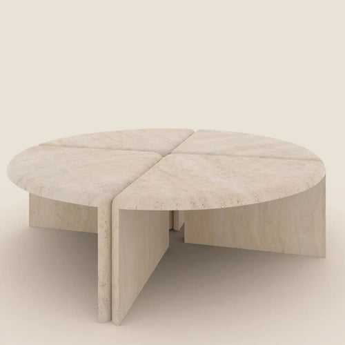 Lily Round Coffee Table in Honed Unfilled Navona Travertine