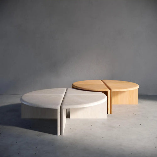 Lily Round Coffee Table in Honed Unfilled Navona Travertine