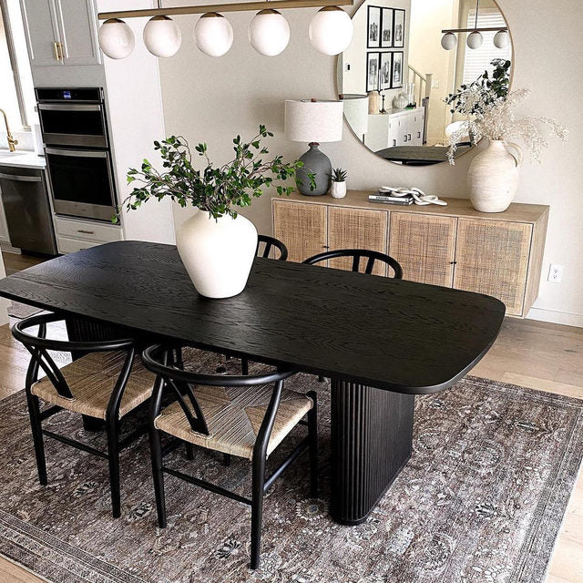 Black wood oval dining table new arrivals