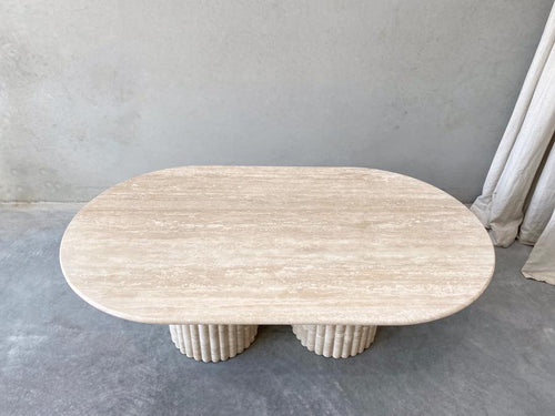 Cordelia Natural Honed Oval Travertine Coffee Table