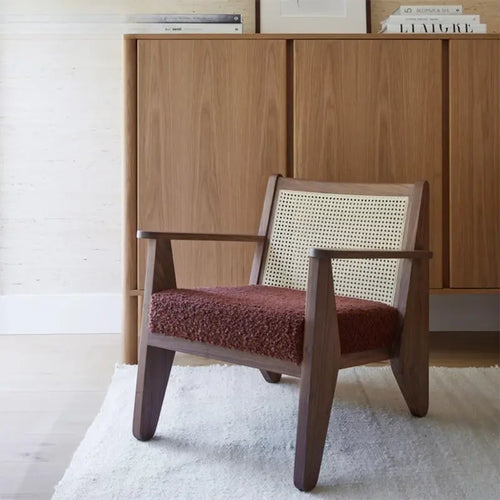 Bella Minimalist Solid Wood Boucle seat Armchair