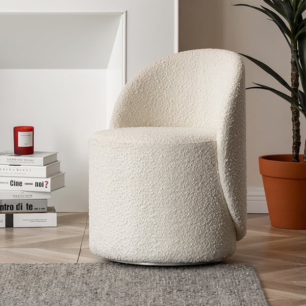 Hiroto Boucle Round Swivel Accent Chair