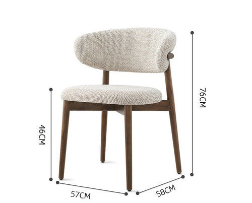 Elio Curved backrest linen fabric dining chair