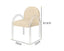 Acrylic dining chair with arched arms and soft fabric accents.