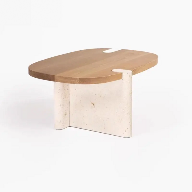 Agate Nordic Modern Solid Wood Top Travertine Base Table