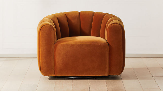 Gabriele Swivel Occasional Armchair - Burnt Orange velvet