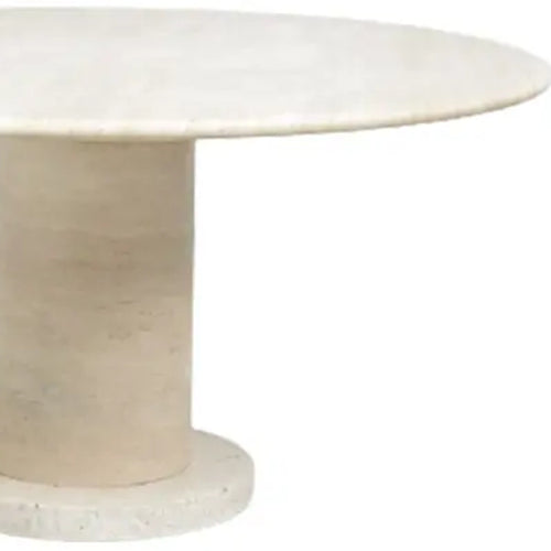 Caligula roman column base round travertine dining table