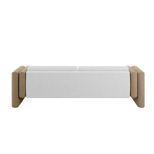 Contemporary Indoor Outdoor Sofa in Beige, Khaki & White Outdoor Fabric