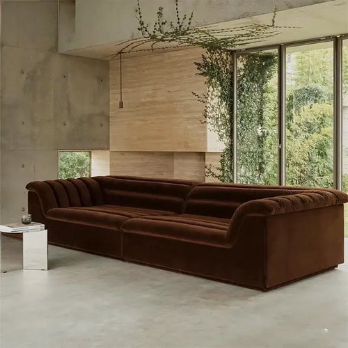 Lorenzo Italian modern sectional sofas - Brown velvet