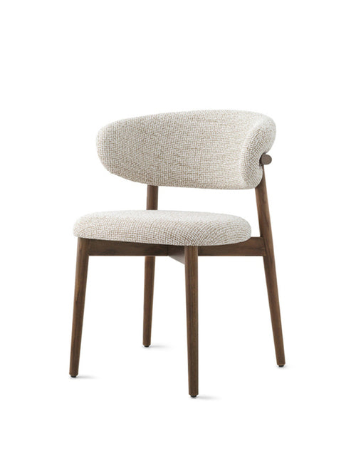 Elio Curved backrest linen fabric dining chair