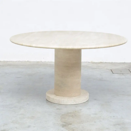 Caligula roman column base round travertine dining table