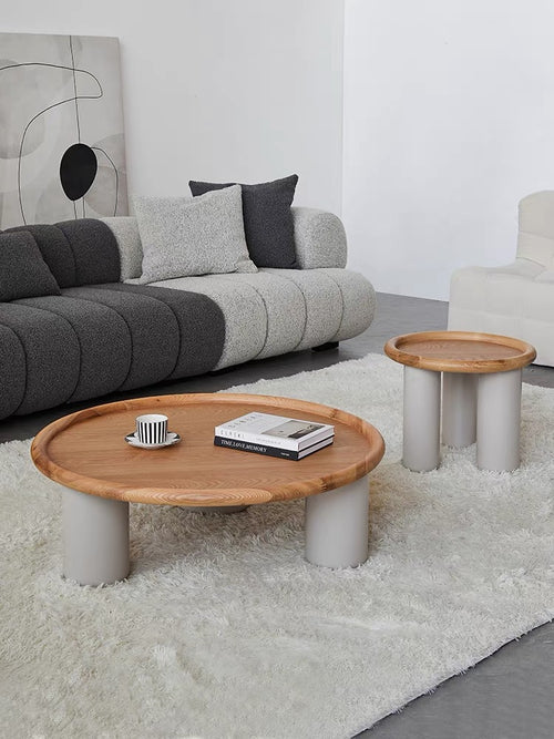 solid wood tea table silent wind log living room minimalist designer size round coffee table combination