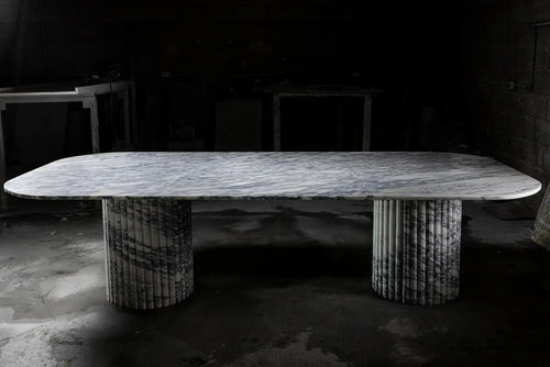 NAS Italian Arabescato Marble Dining Table