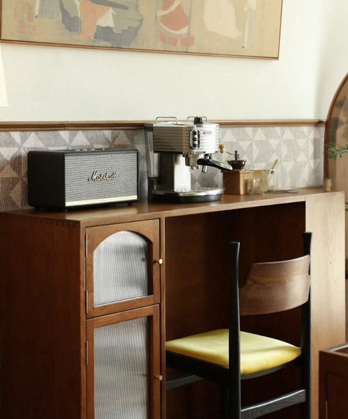 Eléa retro solid wood bar with removable tea cabinet