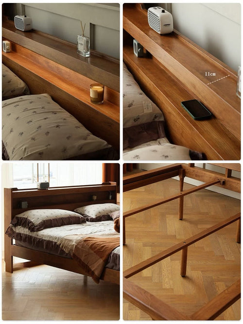 Florentine vintage retro solid wood bed frame