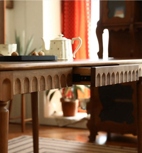 Ninette French solid wood slate oval dining table