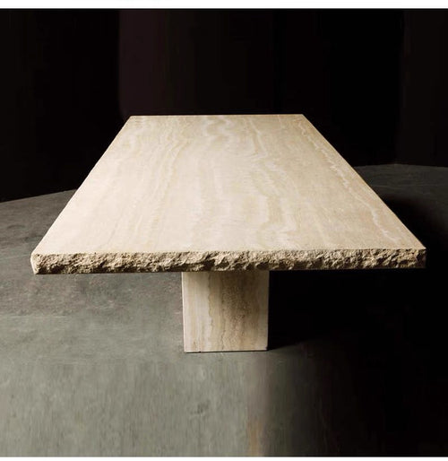 Dante Roman Travertine Dining Table with a Quarry Edge