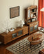 Garcelle French Retro Cherry Wood, Red Oak, and Brass TV Cabinet