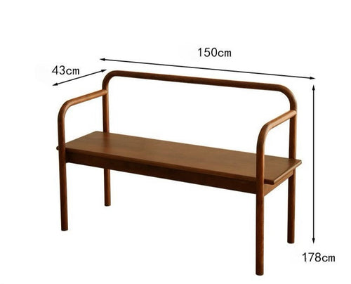 Lucienne French retro solid wood bench with backrest