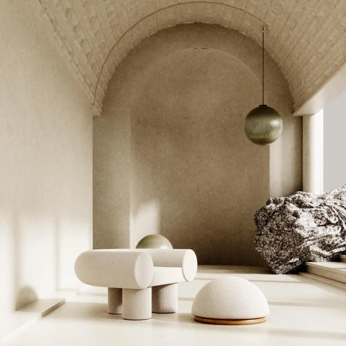 Mineral Armchair by Kasadamo, Bouclé Cream Fabric Version