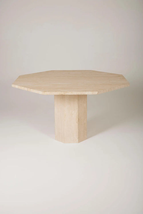 Octagonal travertine table