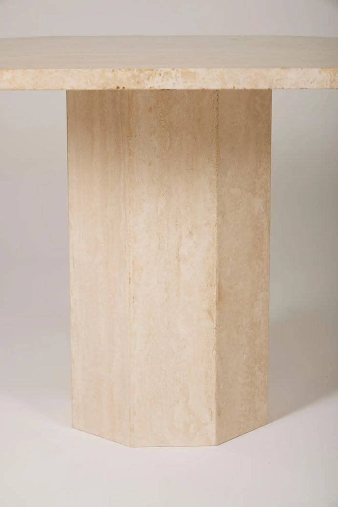 Octagonal travertine table