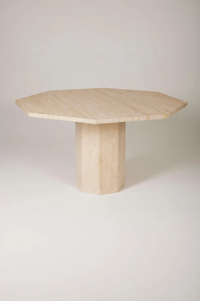 Octagonal travertine table