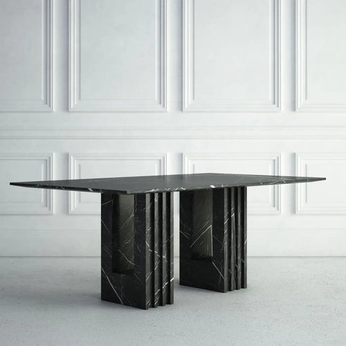 Madeleine Dining Table with a Rectangular Top and Fluted Legs