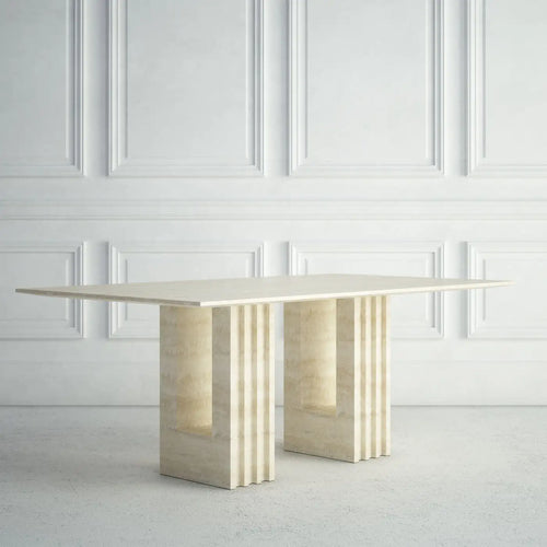 Madeleine Dining Table with a Rectangular Top and Fluted Legs