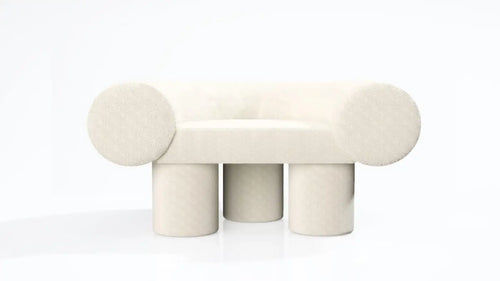 Mineral Armchair by Kasadamo, Bouclé Cream Fabric Version