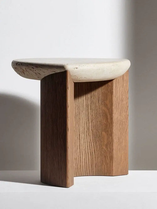 Adrien special-shaped corner table travertine