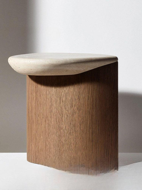 Adrien special-shaped corner table travertine