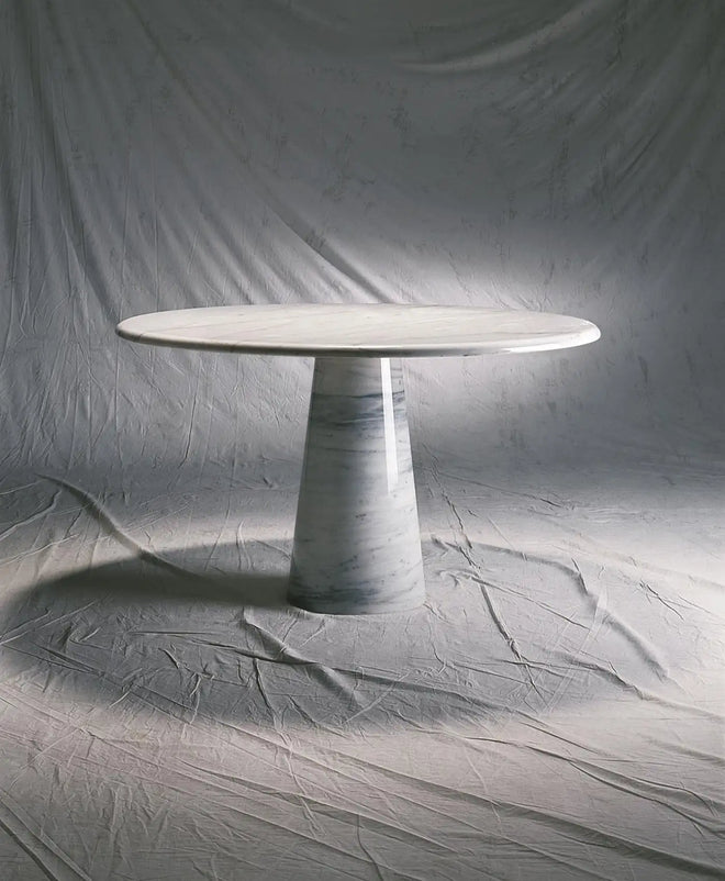 'Colonnata' Round Dining Table D130 by Giusti & Di Rosa, White Carrara Marble