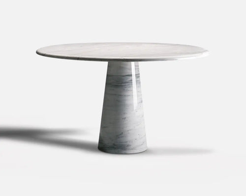 'Colonnata' Round Dining Table D130 by Giusti & Di Rosa, White Carrara Marble