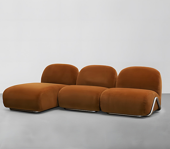 Santia sectional sofa - Mustard Brown