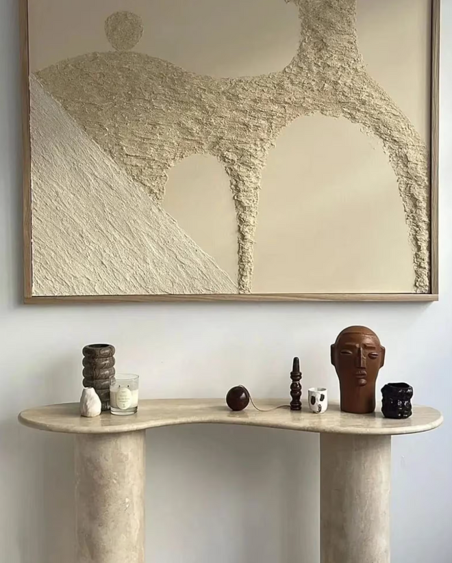 Natural Travertine Console Table, Luxuries Travertine Console, Natural Stone Console, Dresser, Marble Dresser