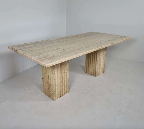 Carlotta rectangle Travertine table dining