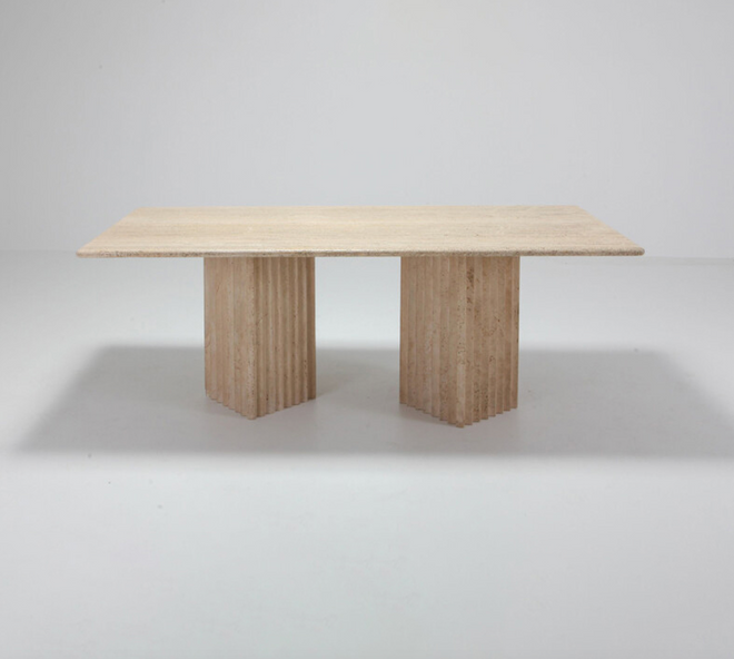 Carlotta rectangle Travertine table dining