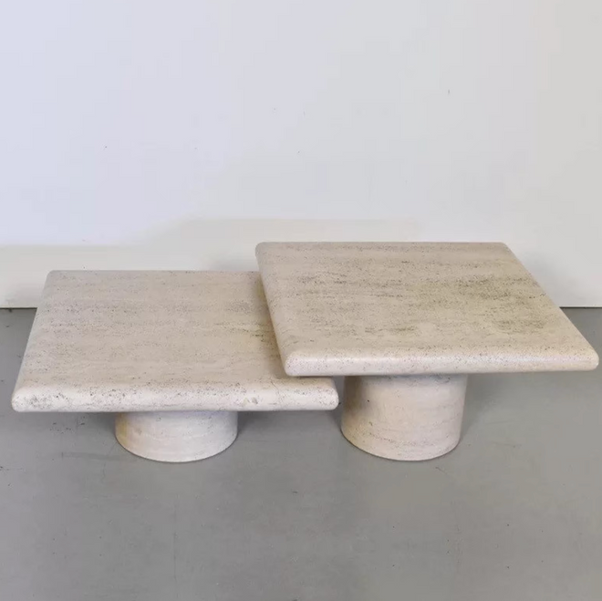 Nested Beige Travertine Coffee Table