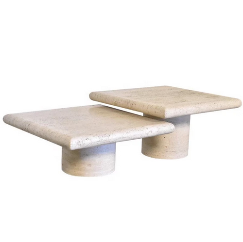 Nested Beige Travertine Coffee Table