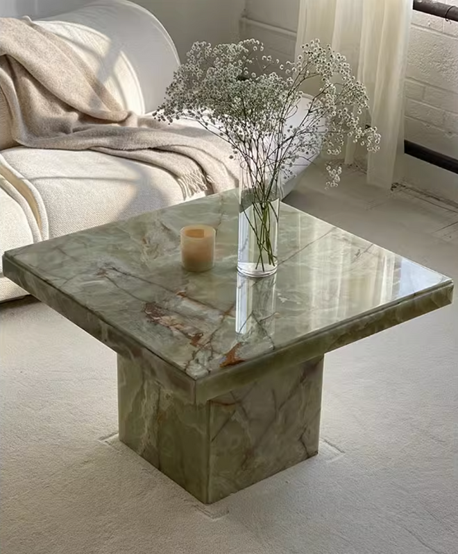 home high-end jade coffee table light luxury style villa living room coffee table model room marble table