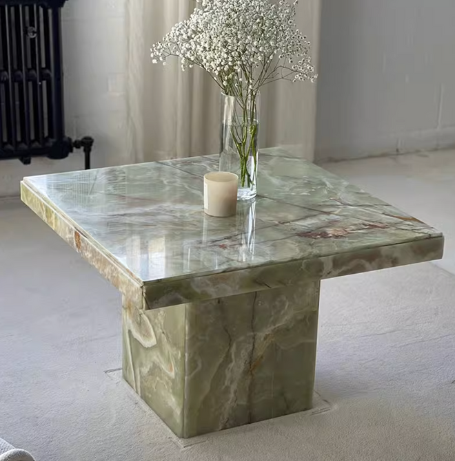 home high-end jade coffee table light luxury style villa living room coffee table model room marble table