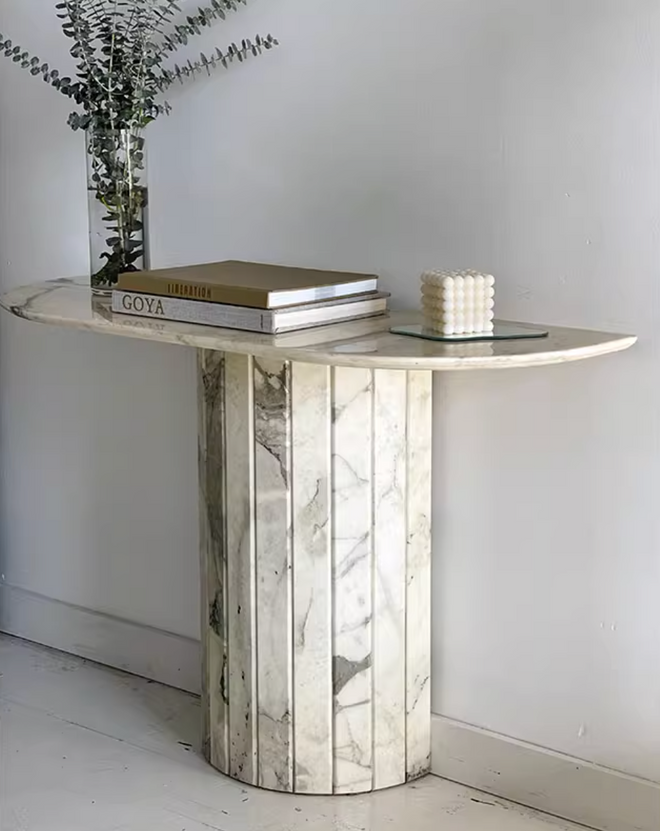 high-end luxury stone porch table villa marble decorative strip case light luxury modern model room table