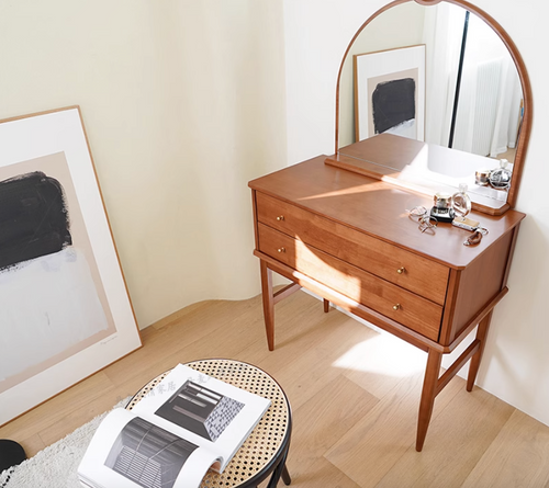 Basile retro mcm cherry wood dressing table